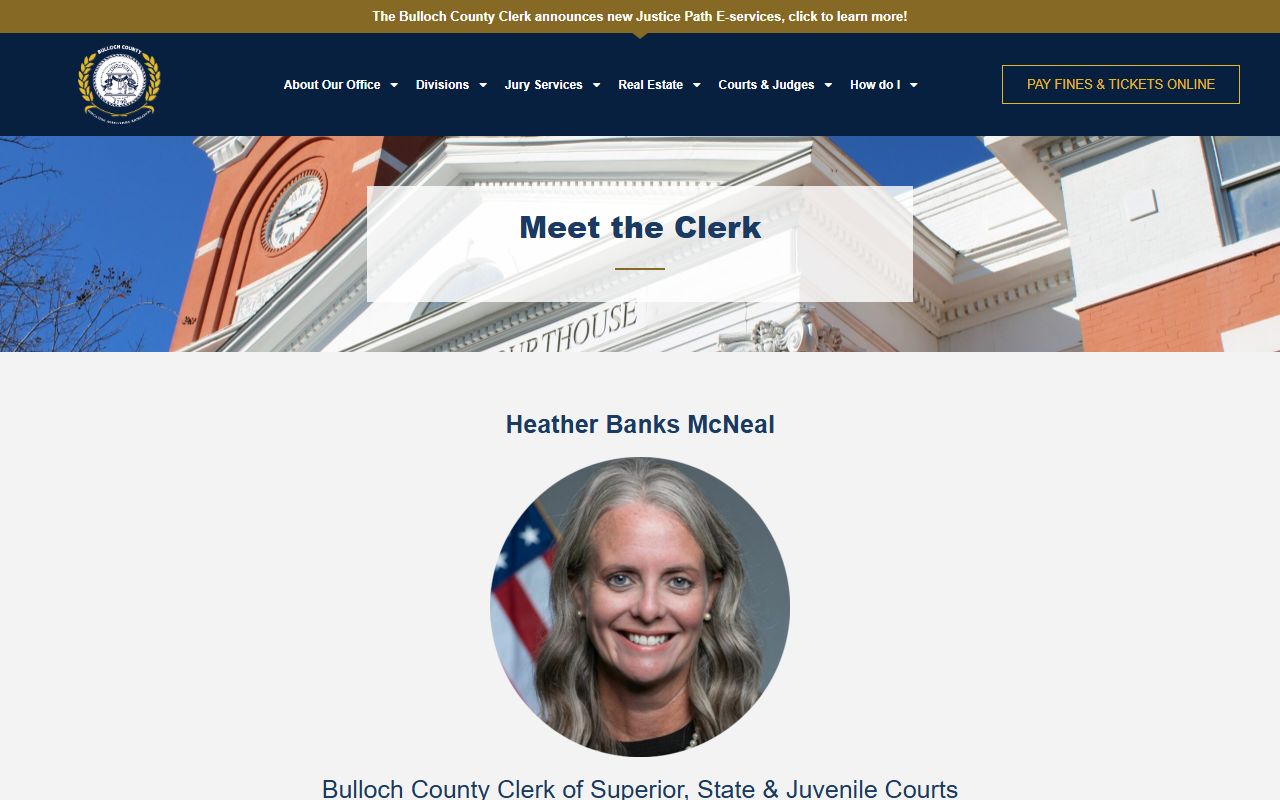 Bulloch County Clerk of Superior State and Juvenile Courts biography and duties