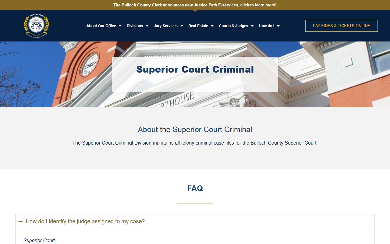 Bulloch County criminal court records Superior Court criminal division source