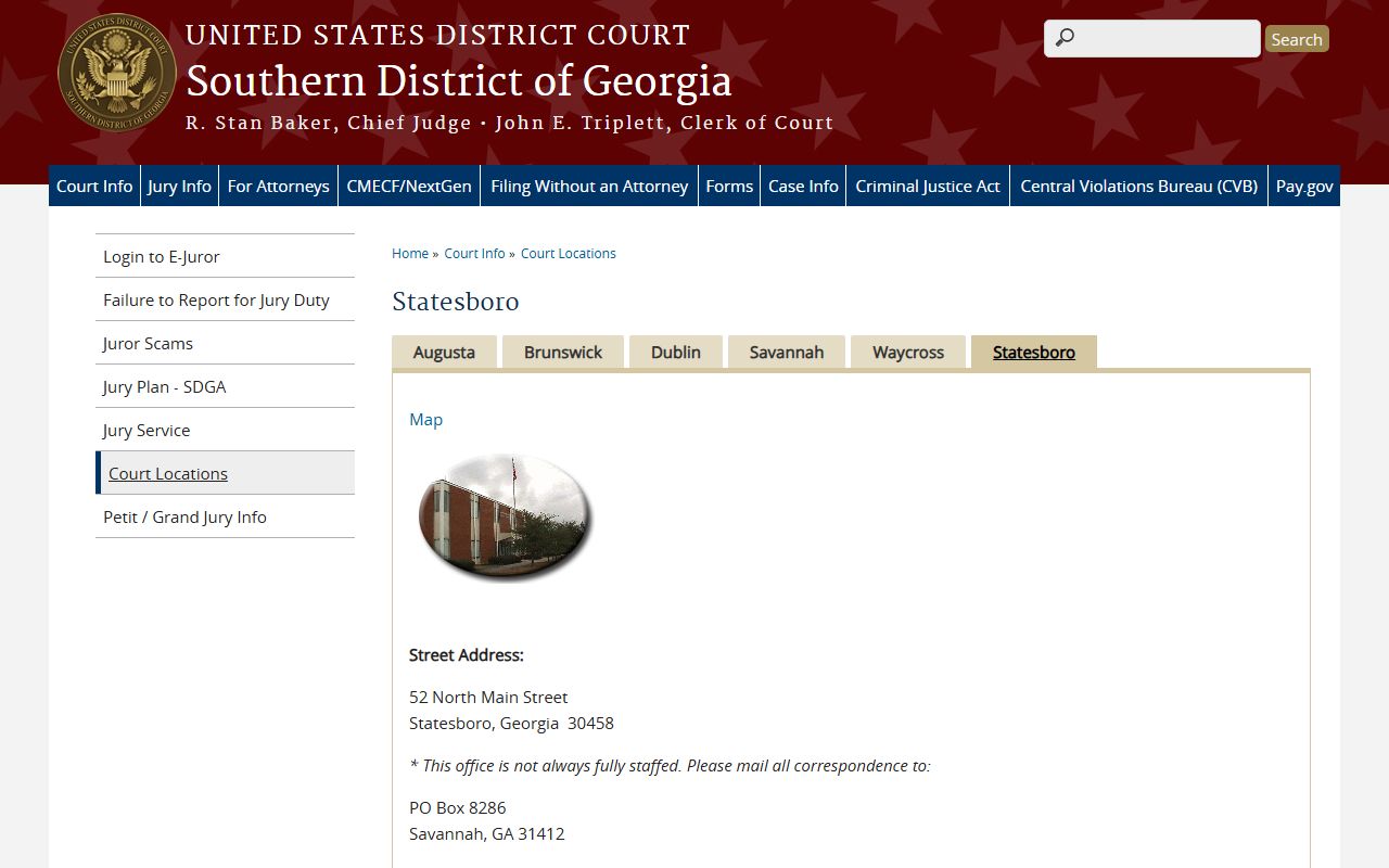 Bulloch County Superior Court records federal Statesboro division distinction