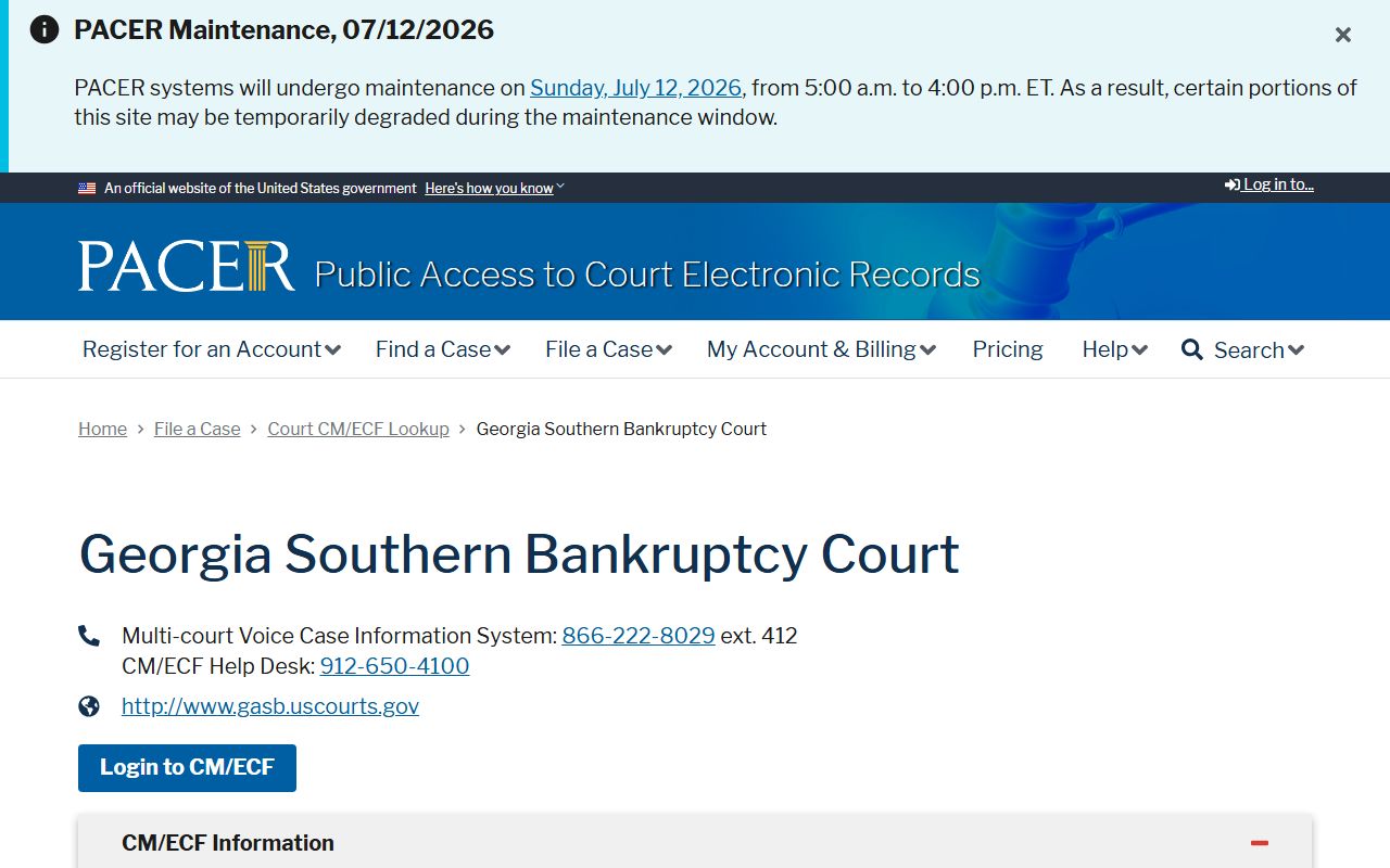 Bulloch County Superior Court records bankruptcy PACER distinction