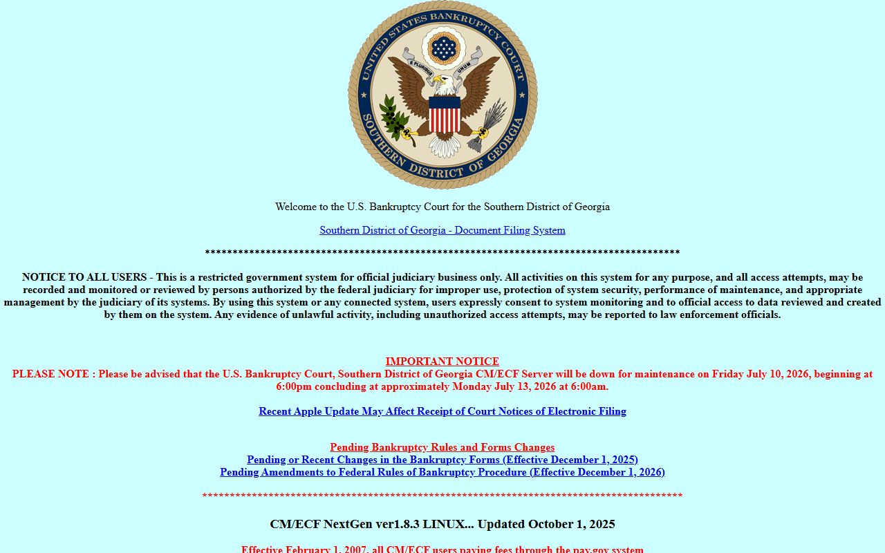 Bulloch County Superior Court records Southern Bankruptcy CM ECF distinction