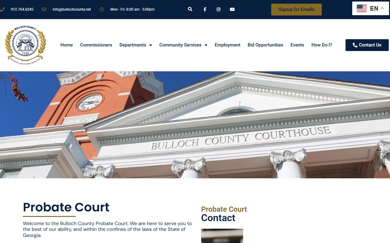Bulloch County probate records Probate Court services and fees