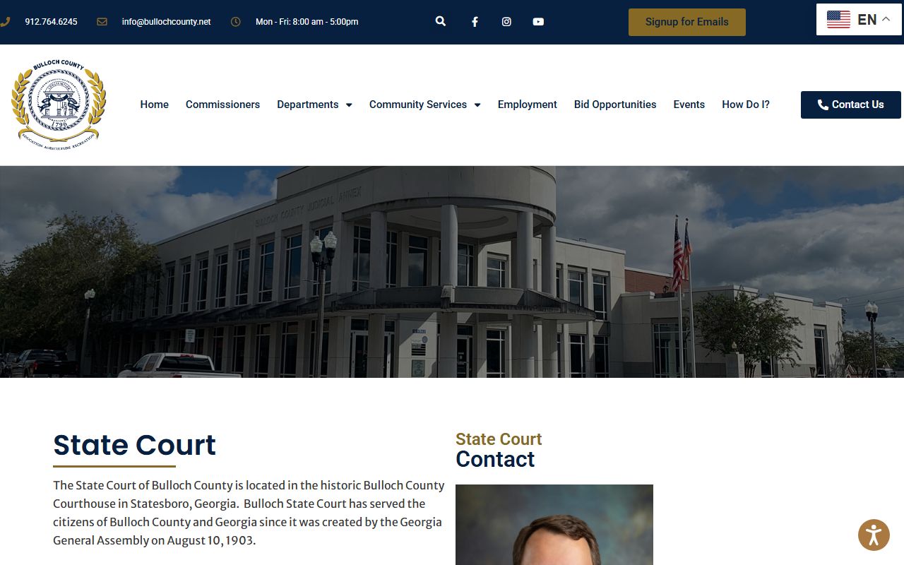 Bulloch County traffic court records State Court page